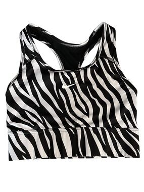 Nike Swoosh Icon Black & White Zebra-Print Racerback Sports Bra